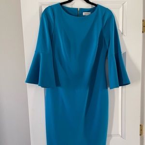 Calvin Klein Blue Flounce Sleeve Dress